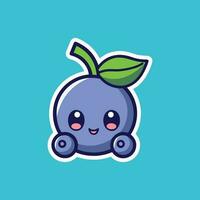 sticker of blueberries character isolated on blue background vector