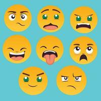 8 sets of cartoon facial expressions icons vector