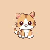 Cute orange cat standing still vector art suitable for sticker clip art