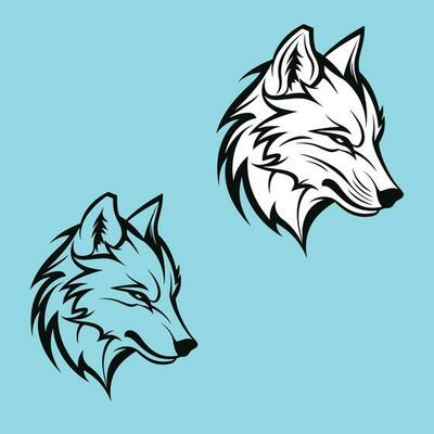 Two wolf egame logo design Royalty Free Vector Image