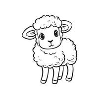 sheep in doodle simple style on white background vector