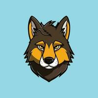 head of a wolf or big dog, brown, natural, isolated object on a blue background vector