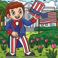4th Of July Boy with Uncle Sam Outfit Colored vector