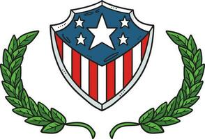 Shield Star Stripes and Laurel Wreath Clipart vector