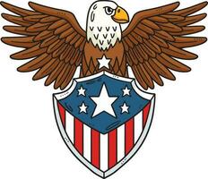 americano bandera y águila Insignia dibujos animados clipart vector