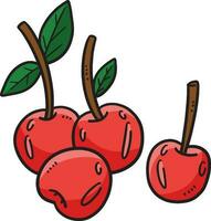 Cherry Fruit Cartoon Colored Clipart Illustration vector