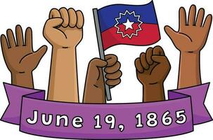 Juneteenth Raising Hands Cartoon Colored Clipart vector