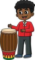 Man Playing a Drum Cartoon Colored Clipart vector