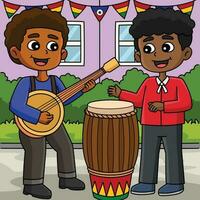 Juneteenth Playing the Instruments Colored vector