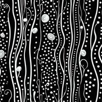 pattern with two stripes on a black background, in the style of expressive lines, polka dot madness, monochromatic ink washes, twisted branches, striped, rounded, contrasting vector