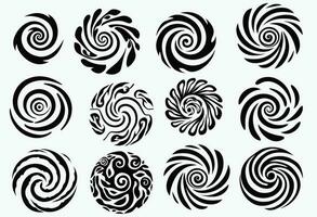 black and white design of an abstract spiral, in the style of gamercore, tropical symbolism, japanese minimalism, changelingcore, weathercore, personal iconography, celtic art vector