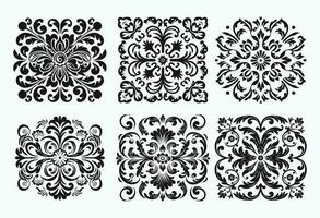 decorative clip art with an ornate pattern, in the style of bold stencil, classicist, realistic yet stylized, stencil-based, decorative arts, the aesthetic movement, black and white art vector