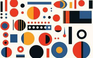 abstract colorful abstract geometric shapes and shapes set, in the style of bold patterns and typography, dark azure and red, bauhaus, african patterns, white background vector