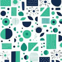 green and blue geometric flat pattern on a white background, in the style of free brushwork, geometric shapes and patterns vector