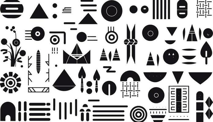 stylized minimalist line symbol symbol symbols stock vector, in the style of mismatched patterns, graffiti-inspired geometric abstraction, pointillist optical mixing, oversized objects