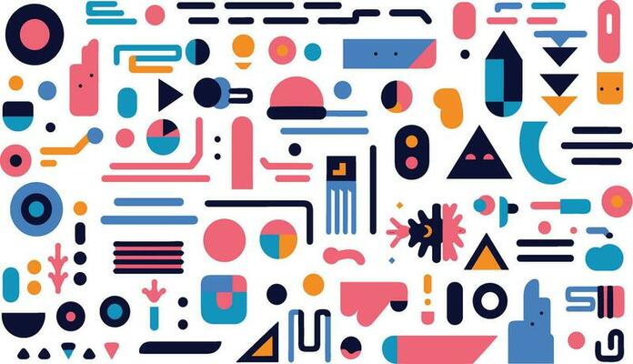 stylized minimalist line symbol symbol symbols stock vector, in the style of mismatched patterns, graffiti-inspired geometric abstraction, pointillist optical mixing, oversized objects