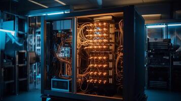 cuántico computadora en un alto tecnología laboratorio foto