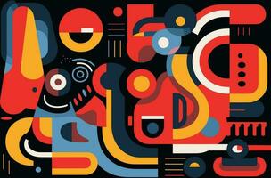 image of colorful and abstract shapes, in the style of flat illustrations, precisionist, bold patterns and typography, animated shapes, primary colors, dotted, fragmented icons vector