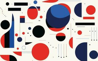 abstract colorful abstract geometric shapes and shapes set, in the style of bold patterns and typography, dark azure and red, bauhaus, african patterns, white background vector