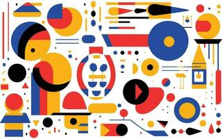 colorful geometric patterns and shapes, in the style of bold outlines, flat colors, robotic motifs, bold patterns and typography, abstract simplicity, Bauhaus simplicity, African patterns vector