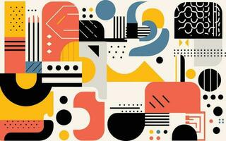 many abstract art posters featuring a bold design, in the style of simplified figures, cartoon abstraction, rounded shapes, bold primary colors, robotic motifs, tangled forms, modular patterns vector