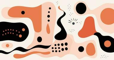 abstract design with black, white and peach shapes, in the style of isolated figures, earthy organic shapes, whimsical minimalism, dotted, abstract minimalism appreciator vector