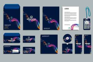 vector stationery corporate brand identity  set with  waves