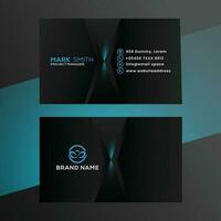 vector abstract black business card template  with blue shade