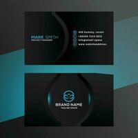 vector abstract black business card template  with blue shade