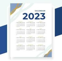 2023 paper modern calendar layout in printable style vector