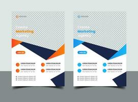 orange and blue business flyer template vector