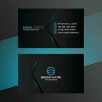 vector abstract black business card template  with blue shade