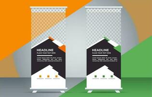 business creative roll up display standee for presentation purpose vector