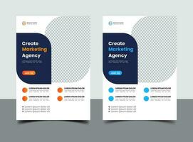 orange and blue business flyer template vector