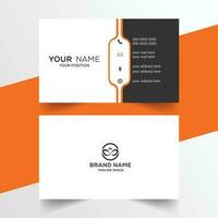 orange and white minimal business card design vector