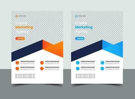 orange and blue business flyer template vector