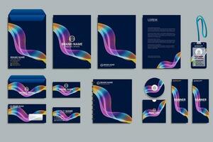 vector stationery corporate brand identity  set with  waves