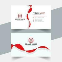 white business card with red shape vector