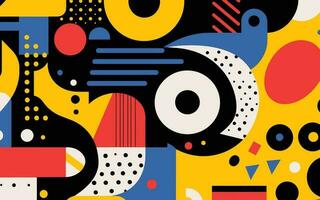 many abstract art posters featuring a bold design, in the style of simplified figures, cartoon abstraction, rounded shapes, bold primary colors, robotic motifs, tangled forms, modular patterns vector