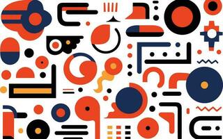 vistoso geométrico patrones y formas, en el estilo de negrita contornos, plano colores, robótico motivos, negrita patrones y tipografía, resumen sencillez, Bauhaus sencillez, africano patrones vector