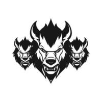 Cerberus heads black and white vector