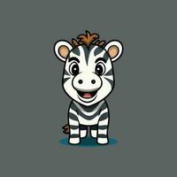 Cute zebra cartoon on grey background vector