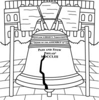 4th of July Liberty Bell Coloring Page for Kids vector