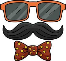 Glasses with Mustache and Tie Cartoon Clipart vector