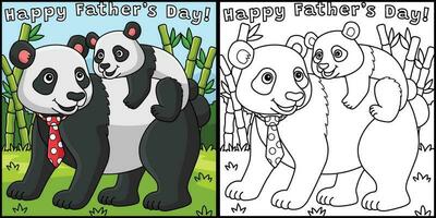 Happy Fathers Day Panda Coloring Page Illustration vector