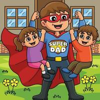 Fathers Day Super Dad Colored Cartoon Illustration vector