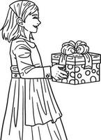 Hanukkah Girl Giving Gifts Isolated Adults vector