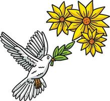 pájaro y flor dibujos animados de colores clipart vector