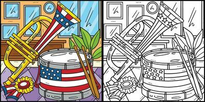 4th Of July Marching Drum and Trumpet Illustration vector
