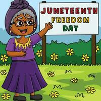 Opal Lee Grandmother of Juneteenth Colored Cartoon vector